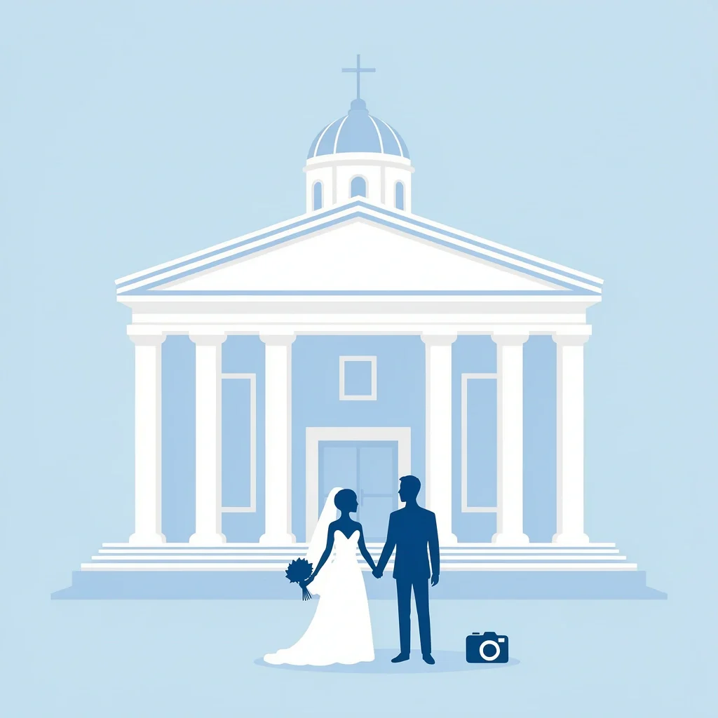 Courthouse building with couple silhouettes for urban elopement packages in Texas