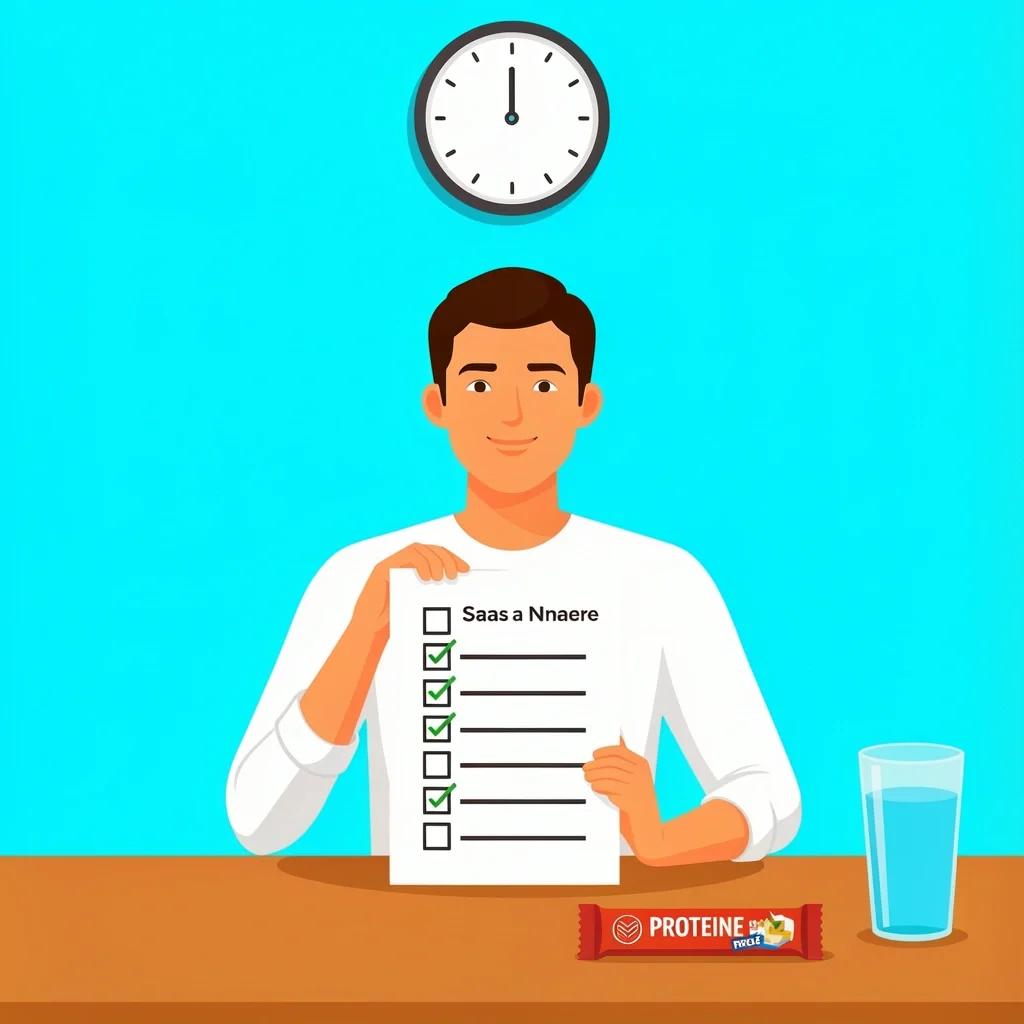 Wedding Morning Schedule Man holding a timeline checklist with a clock and water glass on table