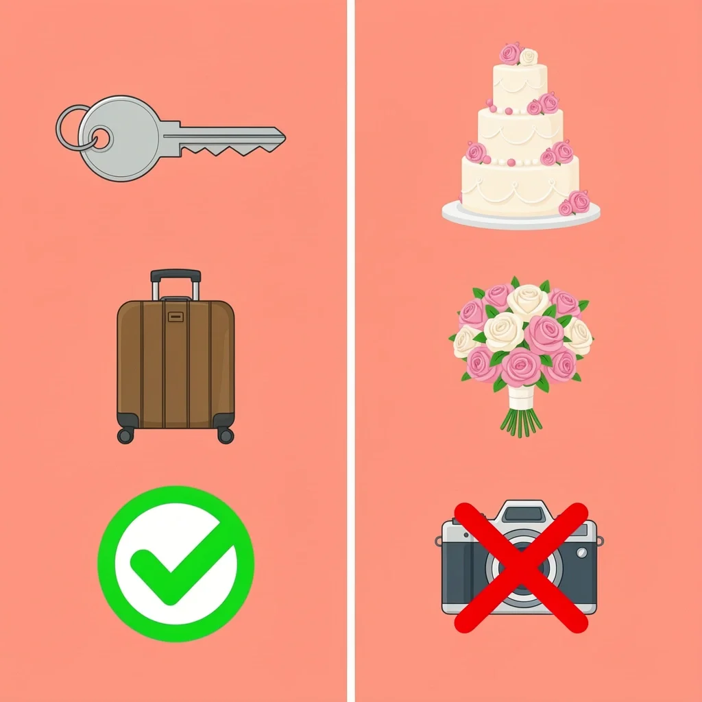 Visual checklist of eligible and non-eligible wedding expenses for Marriott points