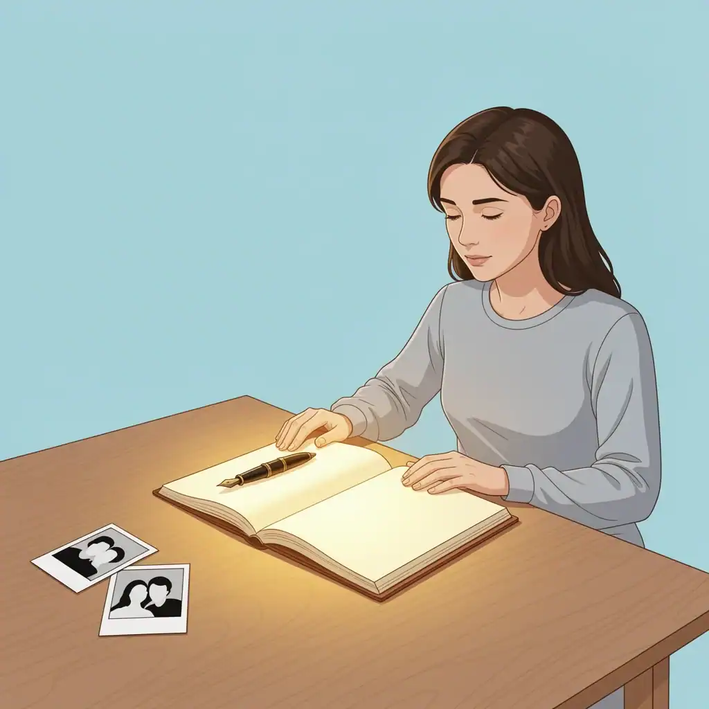 Person writing heartfelt personal wedding vows from memories at a desk